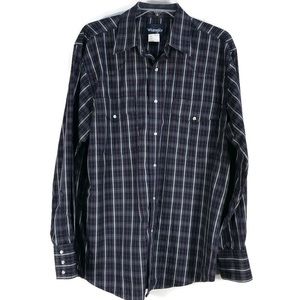Wrangler Shirt Button down Long Sleeve Pearl Snap Plaid Mens Size Large